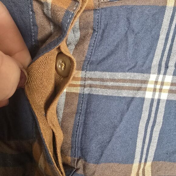 L.L. Bean Signature Women's L Grayish Blue Plaid 1/4 Button Pullover Drawstring - Picture 7 of 14